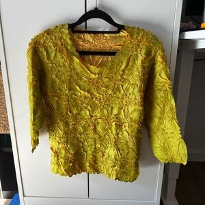 Elegant Yellow Textured Women's Top